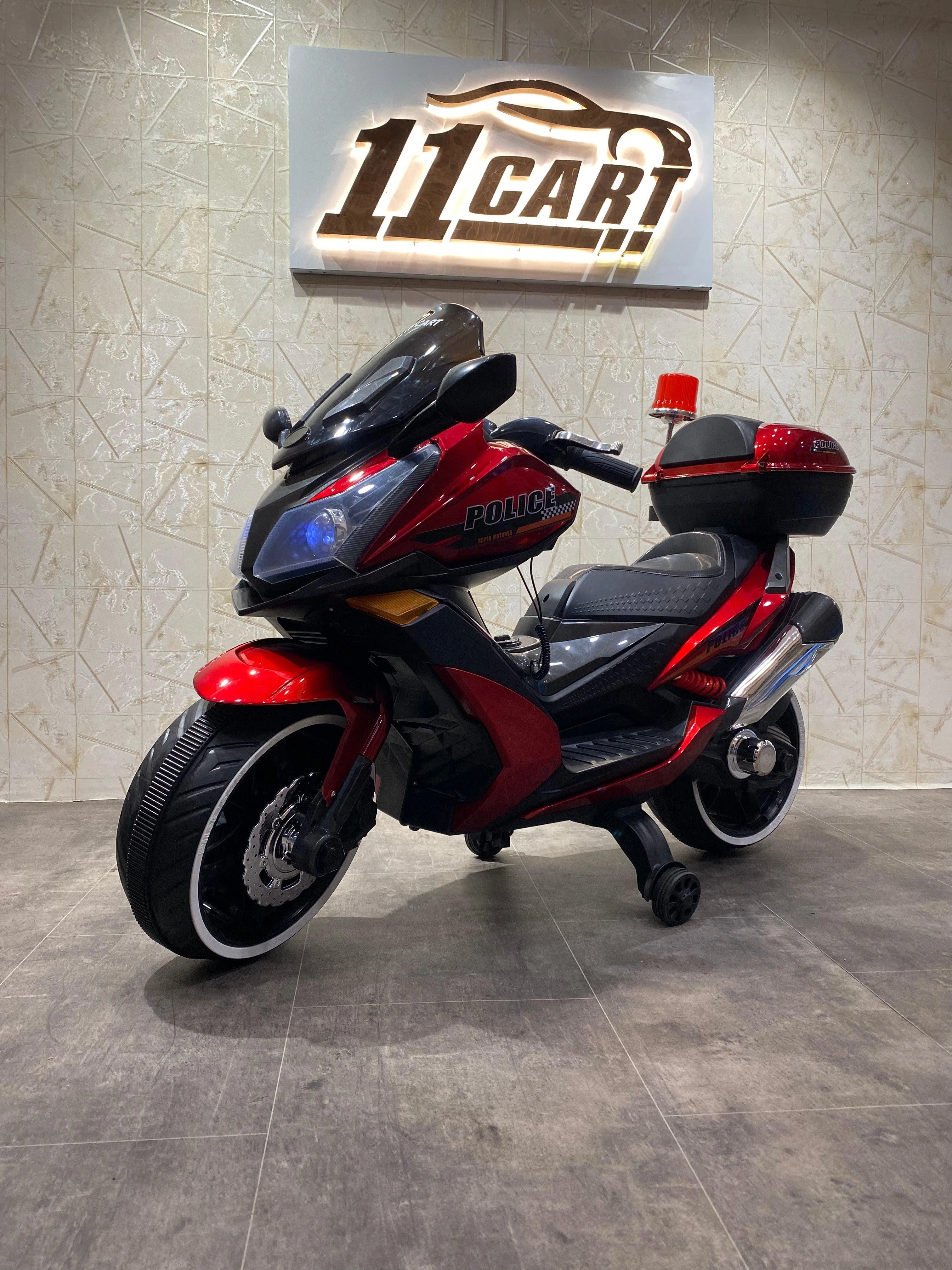 11Cart 12V Police Bike for Kids & Toddlers | Hand Accelerator